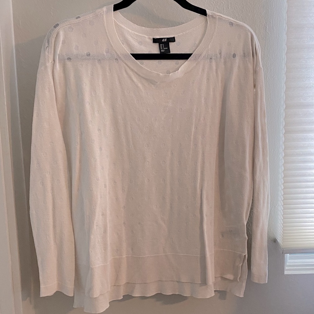 Beige see-thru polka dot sweater